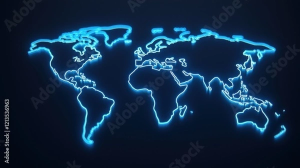 Fototapeta Global Economic Trends Market Analysis concept. Glowing Holographic World Map Displaying Market Data and Global Connectivity