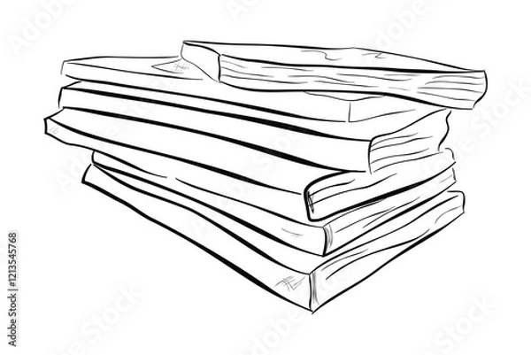 Obraz stack of book, simple hand draw sketch vector at white background
