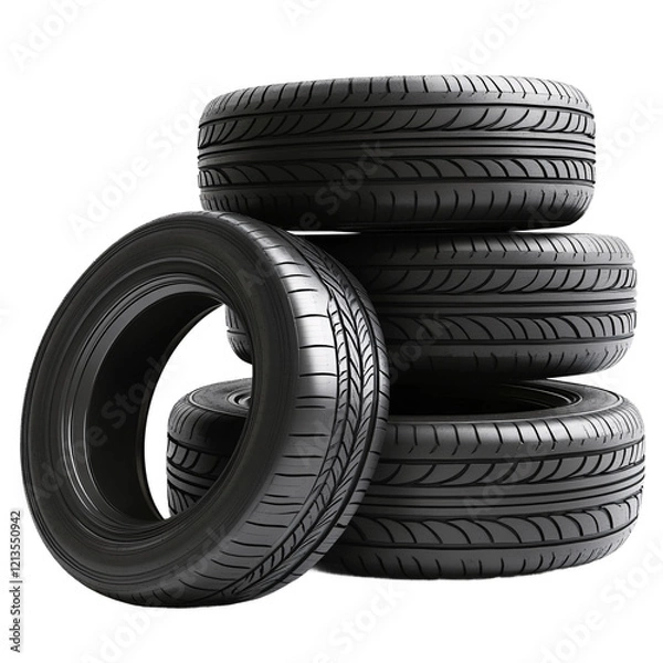 Fototapeta Stack of tires isolated on transparent background