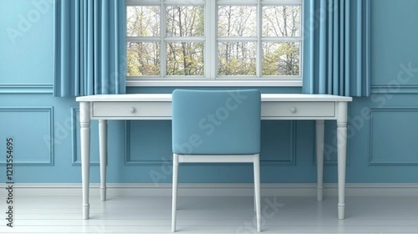 Fototapeta Abstract soft-focus white color interior of a modern, clean workplace with shining light, offering a calming and minimalist background for design concepts or visual projects.