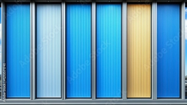 Fototapeta Abstract background with vibrant blue geometric patterns and sleek gold metallic lines, delivering a luxurious and contemporary look for business uses.