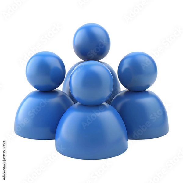 Obraz 3D Simple Group User Icon Isolated. Render Group Profile Photo Symbol UI. Cartoon plastic style icon