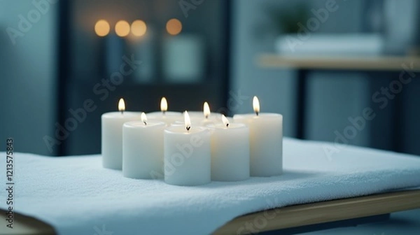 Fototapeta Serenity of Lit Candles in Relaxing Space