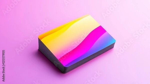 Fototapeta Colorful Abstract Design with Waves on a Stack of Blank Cards