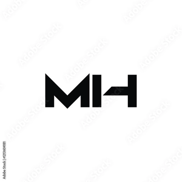 Fototapeta MH monogram logo design letter text name symbol monochrome logotype alphabet character simple logo