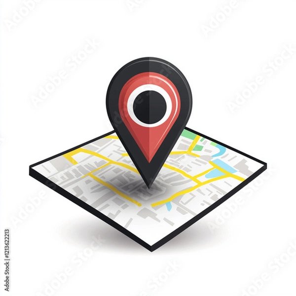 Obraz red  and black map pointer, red map pin, Red and black Location Pin Icon – Minimalist Map Marker for Navigation and GPS Concepts