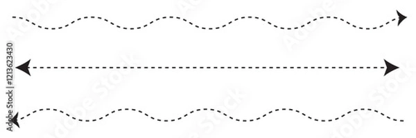 Fototapeta dash arrow icon. wavy arrow with dashed line isolated on white and transparent background.