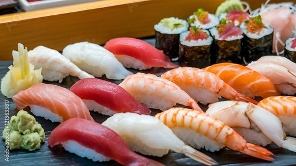 Obraz sushi on a black background