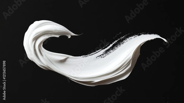 Fototapeta Cosmetic cream smear texture A realistic brush stroke mockup of a white beauty product such as milk mousse or toothpaste creating a smooth swirl or splash for skincare presentations