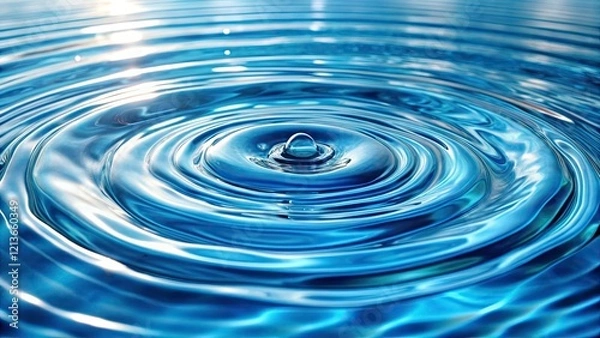 Fototapeta Stunning Ripple Top View, Clear Blue Water,  Ocean Surface Texture, Water Photography,  Nature Background