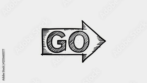 Fototapeta Hand drawn arrow with the word GO inside