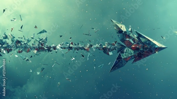 Obraz Stylized Arrow Made of Shattered Glass Pieces in Motion