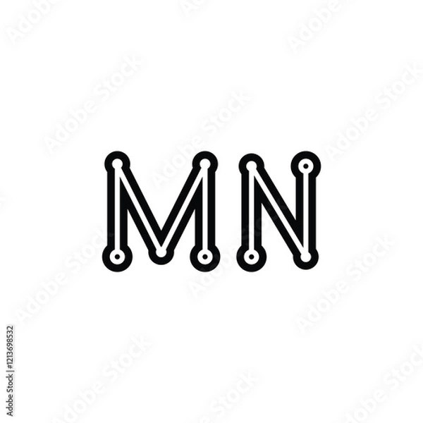 Fototapeta MN monogram logo design letter text name symbol monochrome logotype alphabet character simple logo