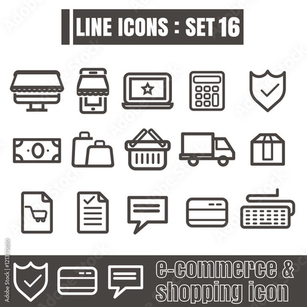 Fototapeta icon e-commerce & shpoping line black Modern Style vector on whi