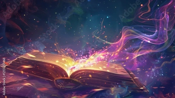 Obraz Enchanting Abstract Background with Floating Elements and Sparkles