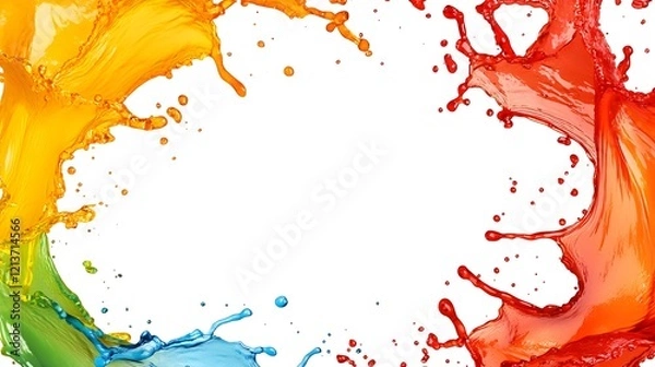Fototapeta Colorful Liquid Splashes Forming a Frame