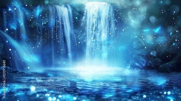 Fototapeta Mystical Abstract Background Illustration of Waterfall and Lights