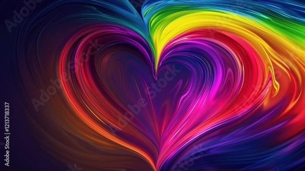 Fototapeta Vibrant Abstract Heart Illustration with Pulsating Rainbow Colors
