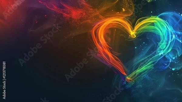 Fototapeta Vibrant Abstract Illustration of Pulsating Rainbow Heart Design
