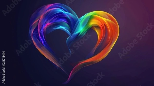 Fototapeta Vibrant Abstract Heart Illustration with Pulsating Rainbow Colors