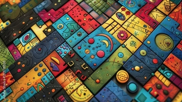 Fototapeta Colorful Abstract Puzzle Game Background Illustration