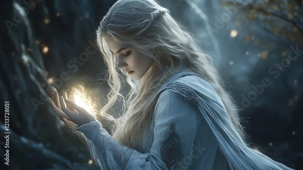 Fototapeta render portrait of fantasy forest faerie