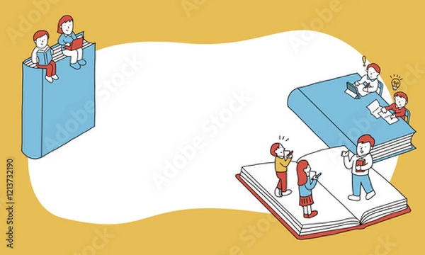 Obraz 独学や塾、それぞれの勉強スタイル　学校・塾・学習・受験勉強などのイラストフレーム