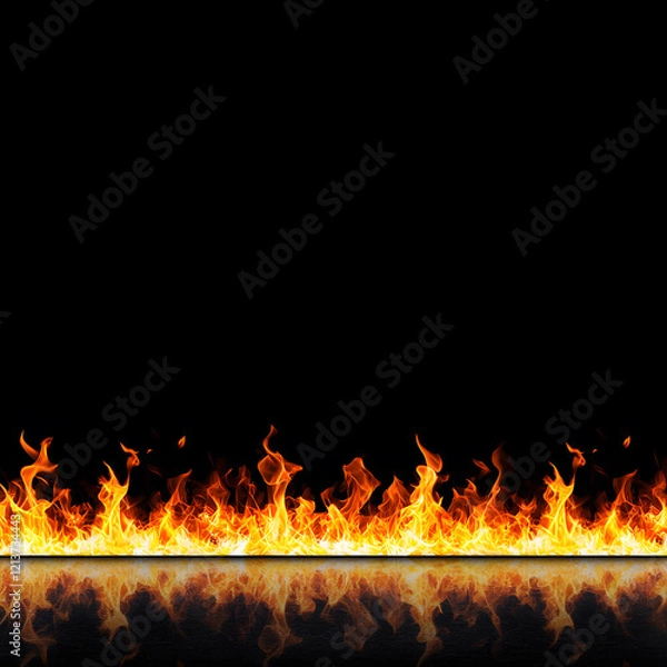Obraz Flames erupting in a dark environment abstract imagery fire elements black background dynamic viewpoint