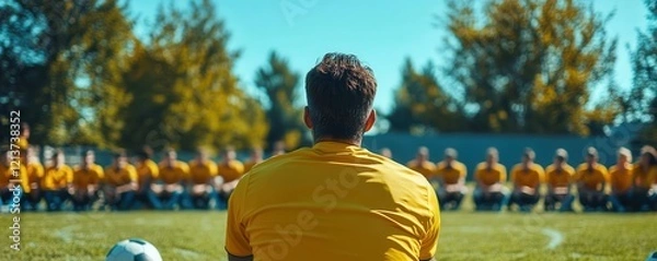 Fototapeta encouragement flat design front view coach inspiring a sports team water color Split-complementary color scheme