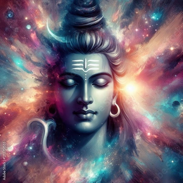 Fototapeta Lord Shiva Digital Artwork for Maha Shivratri: Cosmic Wisdom and Success Invocation