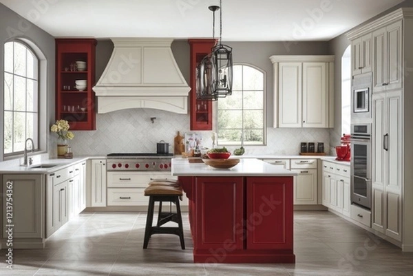 Obraz Elegant Two Tone Kitchen Design With Island