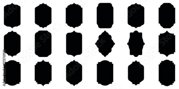 Fototapeta Islamic vector shape of a window or door arch. Set of vintage label and badges shape collections.. Collection of oriental style. Elegant Islamic frame shape. Vector design,