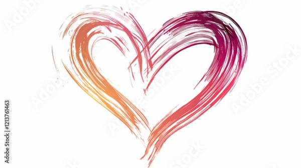 Fototapeta Heart Outline with Colorful Brush Strokes and Transparent Background,generative ai