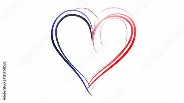 Fototapeta Heart Outline with Colorful Brush Strokes and Transparent Background,generative ai