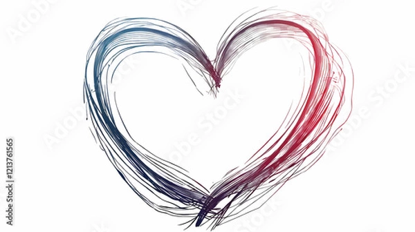 Fototapeta Heart Outline with Colorful Brush Strokes and Transparent Background,generative ai