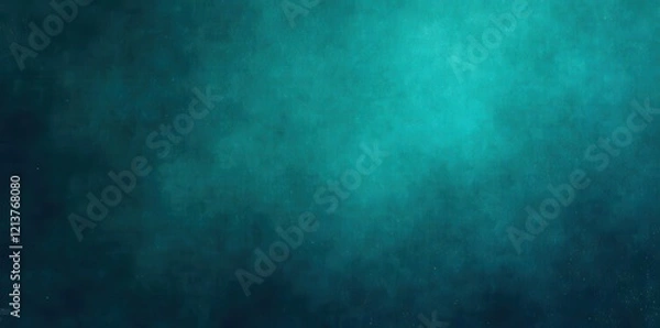 Fototapeta Dark teal gradient, grainy texture, abstract background , vintage, dark green