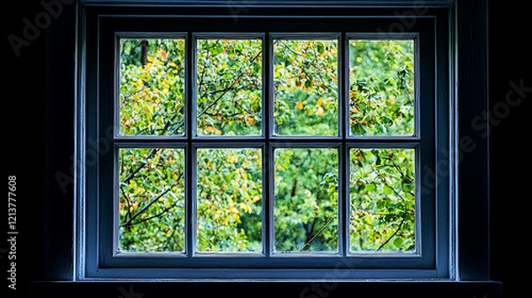 Obraz Serene Landscape Seen Through a Window: A Peaceful Summer View