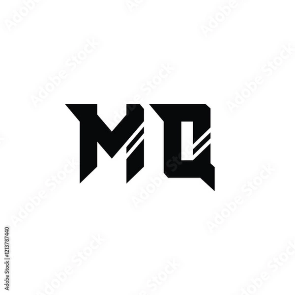 Fototapeta MQ monogram logo design letter text name symbol monochrome logotype alphabet character simple logo