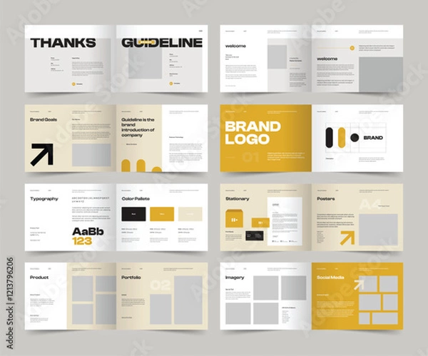 Obraz Landscape Brand Guideline Layout, Minimalist Luxury Brand Guide Template