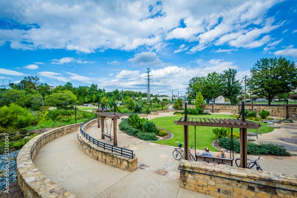 Fototapeta View of walkways and open space at Elizabeth Park, in Elizabeth,