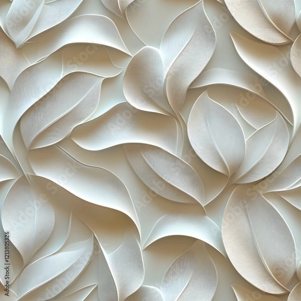 Fototapeta Elegant Seamless Abstract 3D Leaves Pattern Background for Digital Art and Design Projects