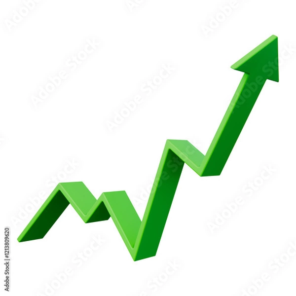 Obraz Graph with green arrow business success 3d illustration