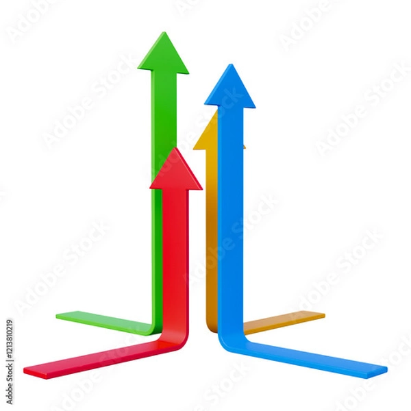 Obraz red and yellow arrows business success 3d illustration