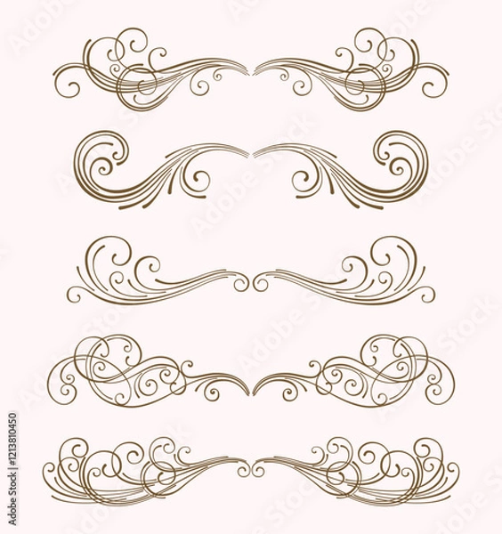 Fototapeta Vector set of elegant  swirl ornament illustrations