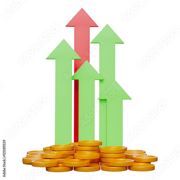 Obraz Arrow and coins business success 3d illustration