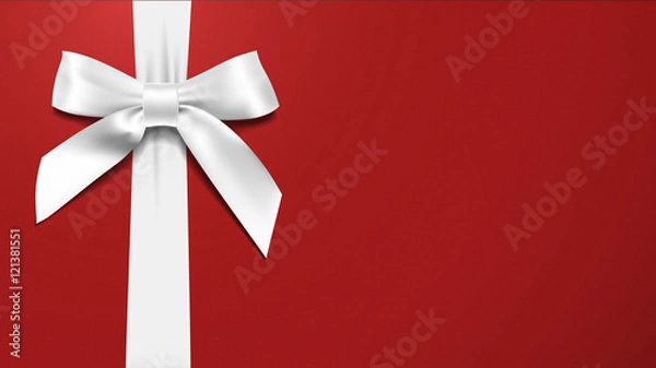 Obraz realistic White bow on a red background