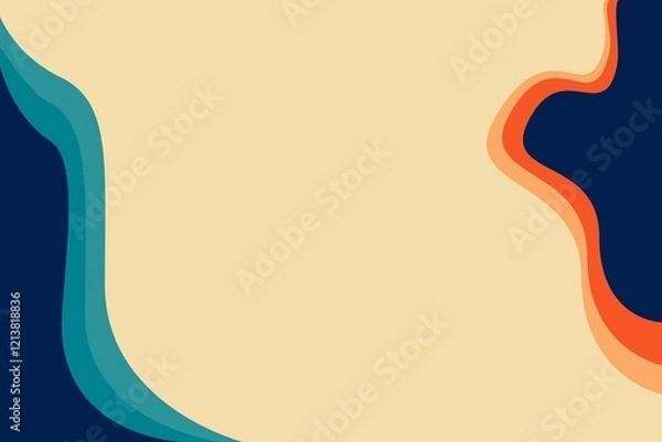 Fototapeta Abstract Organic Shapes - Bold Retro Color Palette