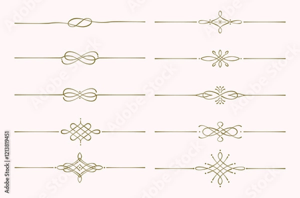 Fototapeta Vector set of elegant line art border ornament
