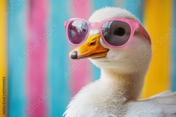 Fototapeta A Fun and Quirky Goose Wearing Stylish Sunglasses Perfect for Lively and Humorous Content