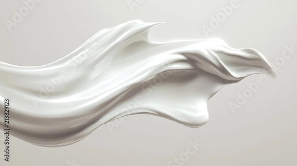 Fototapeta Cosmetic cream smear texture A realistic brush stroke mockup of a white beauty product such as milk mousse or toothpaste creating a smooth swirl or splash for skincare presentations